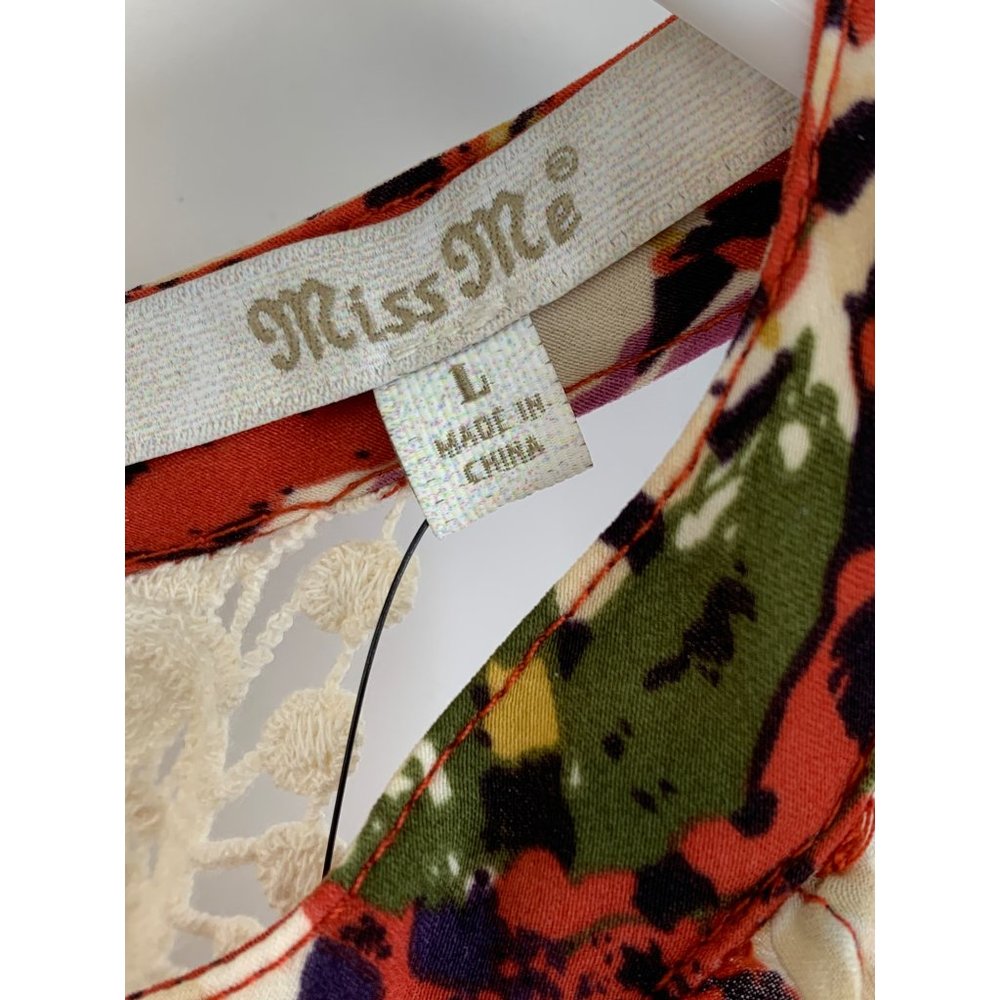 NWT Miss Me Floral Halter Blousen Dress Crochet Sz Large 6741 Spring Summer - Picture 4 of 14